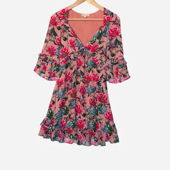 For Love And Lemons Churro Mini Dress in Pink Flamenco XS - Picture 11 of 12